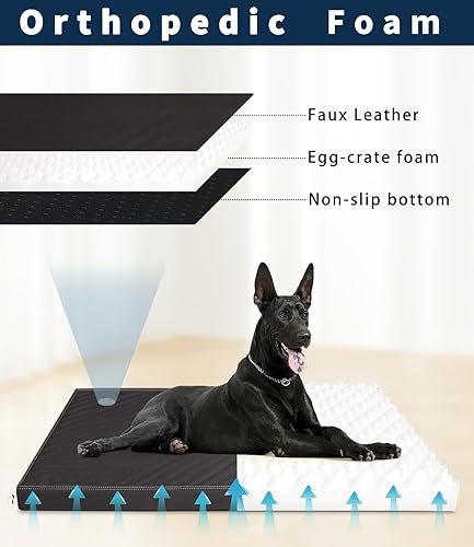 Miniatura 4 de Cama mediana para perros con funda de piel sintética extraíble lavable, antideslizante, para mascotas de hasta 30 libras