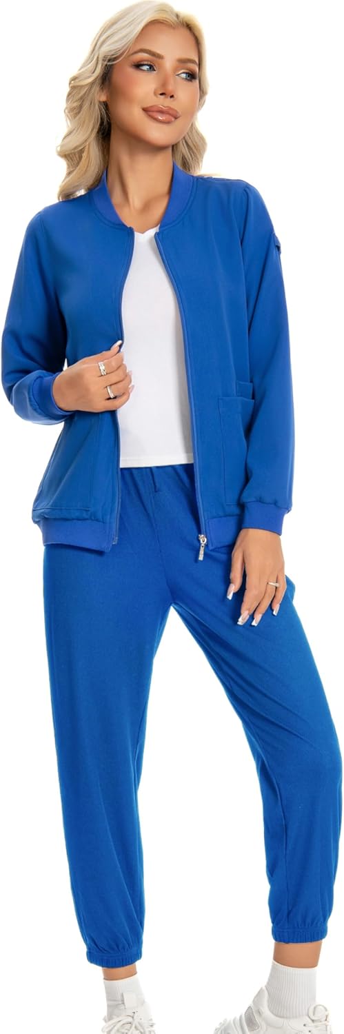 Scrub Jackets for Woman, Zip Front Nurse Jacket, 4-Way Stretch Fabric with Four Pockets - Image 6