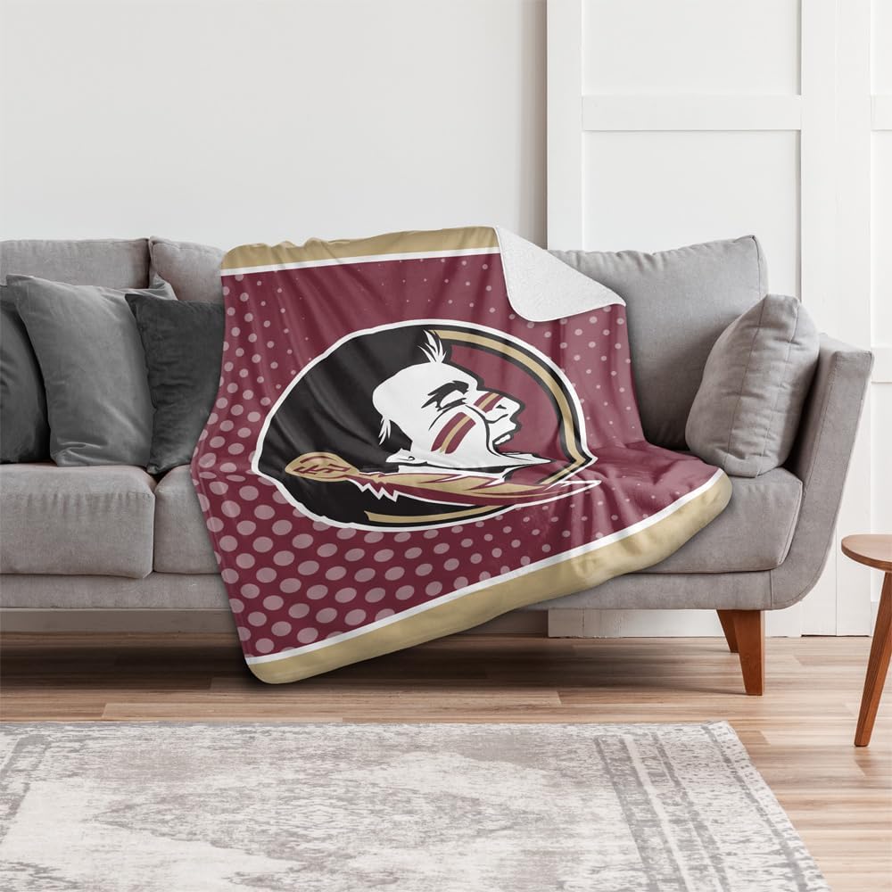 LOGOVISION Official Collegiate Logo Dots Collection Silky Touch Sherpa Back Super Soft Throw Blanket Collection