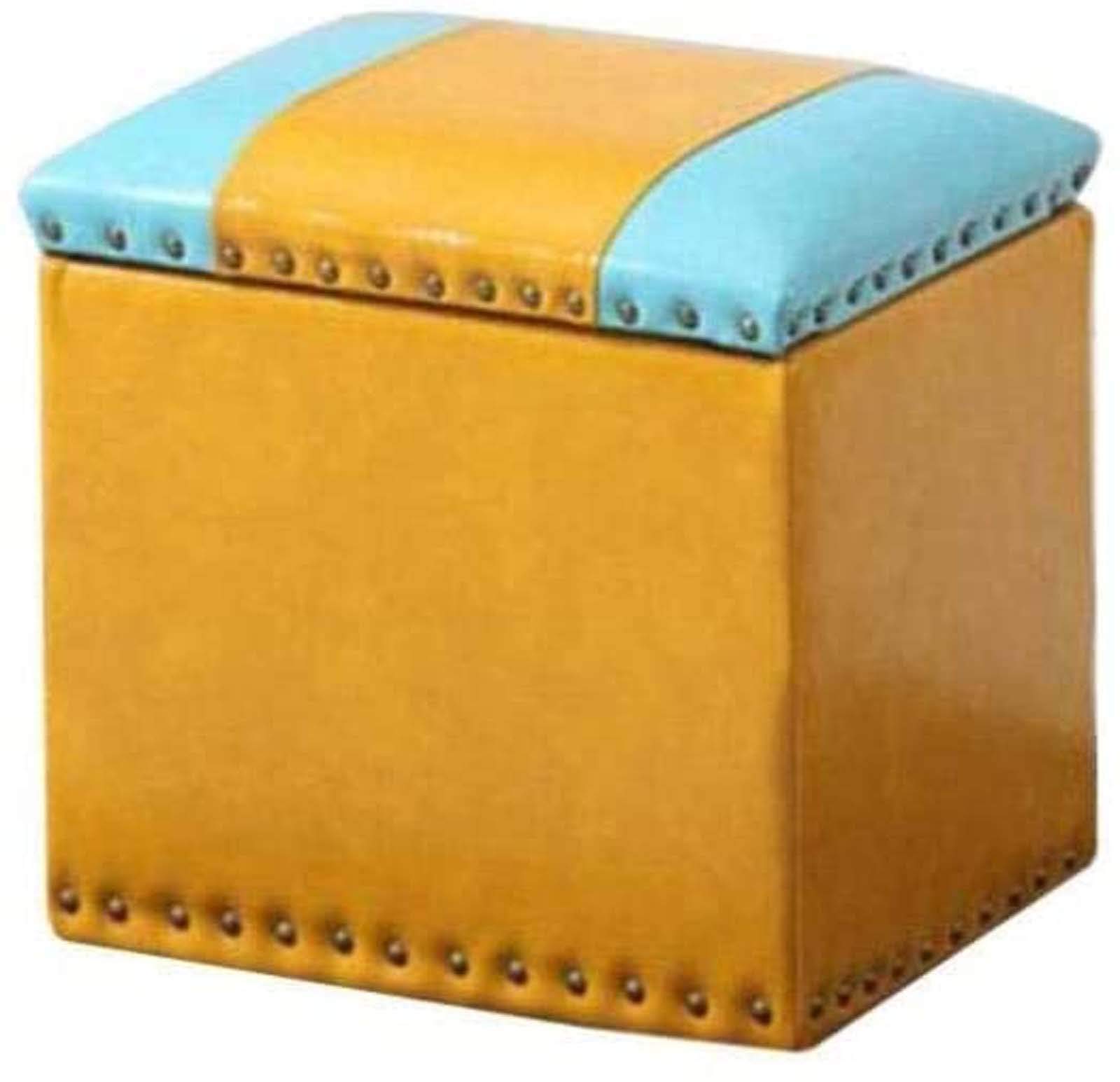 Pouf de rangement carré en similicuir N°5 pour chambre, tabouret coffre au design moderne