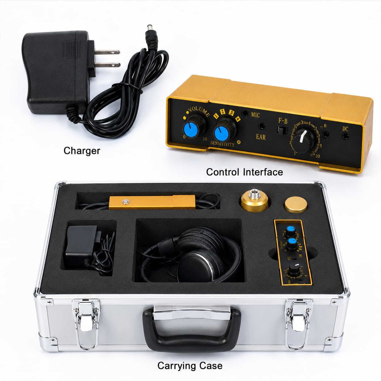 Detector ultrasónico de fugas de agua con sensor geófono ajustable y auriculares para fontanería subterránea