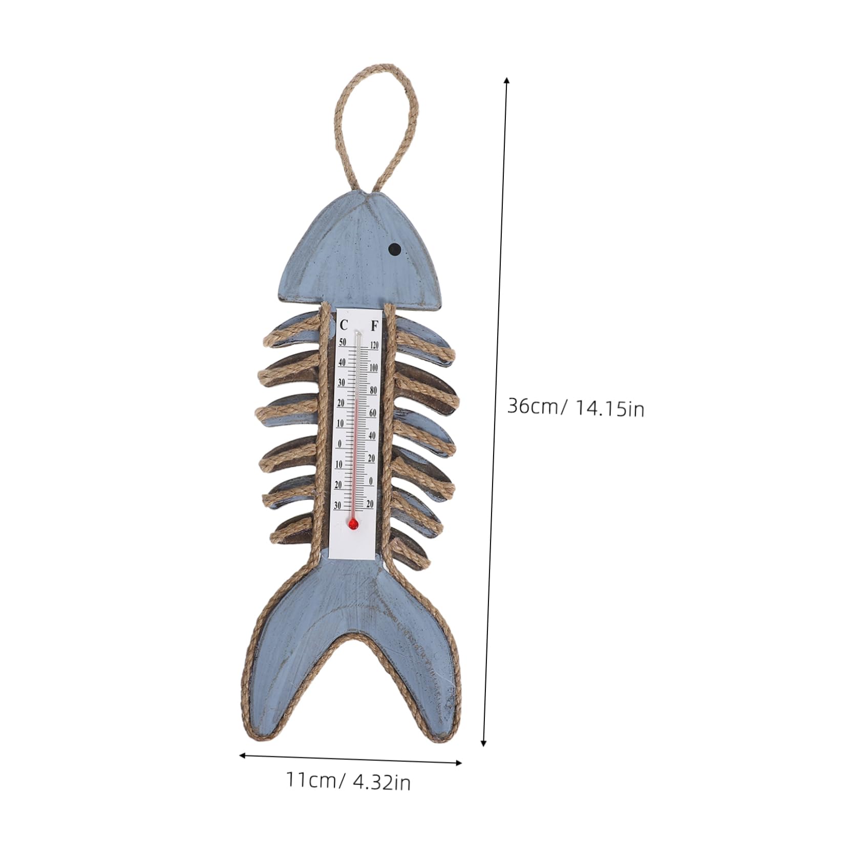 Sosoport Wall Hanging Thermometer: Fish Bone Thermometer Wall Mounted Temperature Gauge for Indoor Outdoor Home Garden Office Decoration