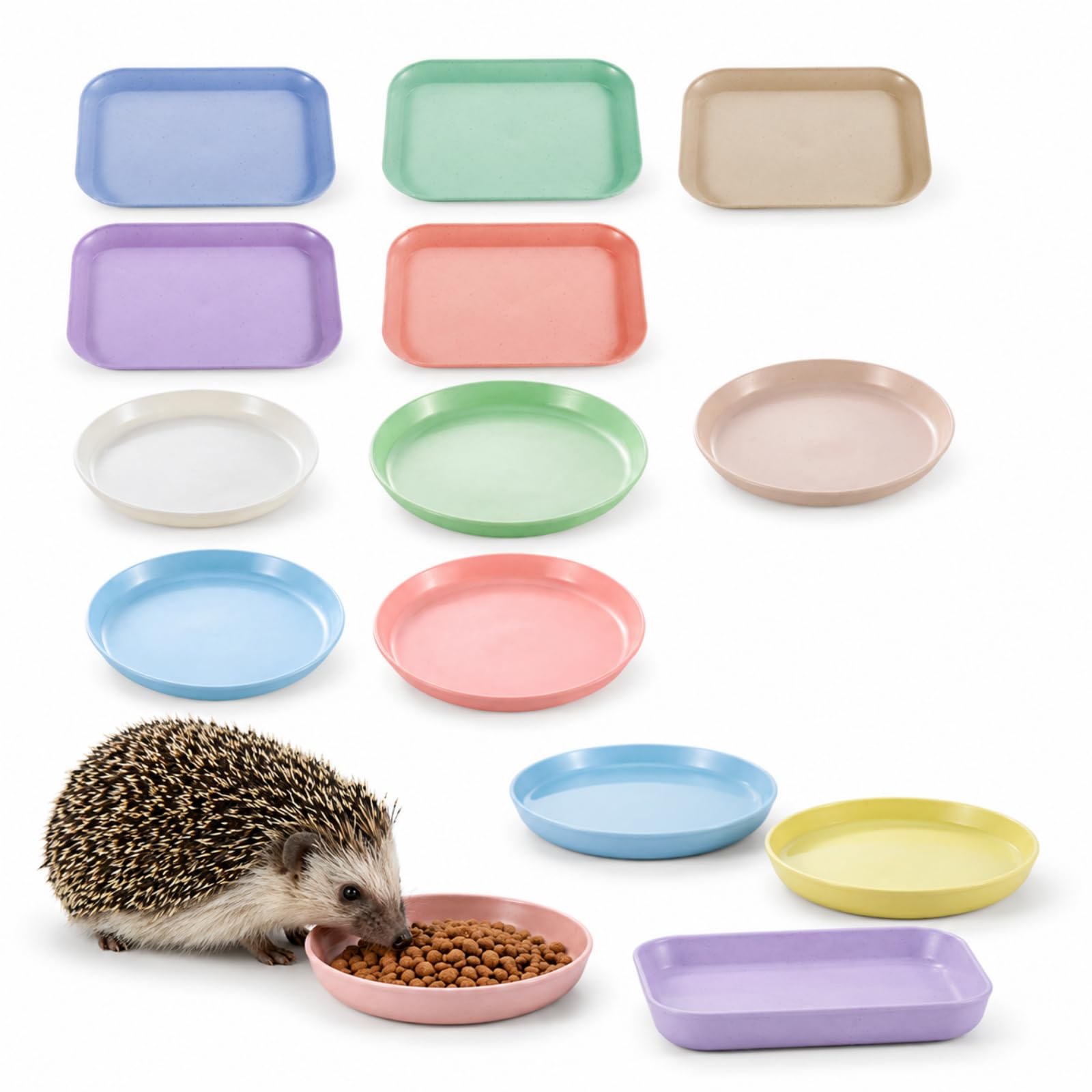 10 Pcs Hedgehog Feeding Bowls, Hedgehog Rabbit Bird Food Water Bowl Station