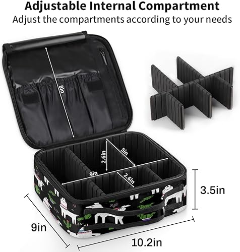 Miniatura 3 de Bolsa de maquillaje de viaje para mujer, grande, cuadrada, portátil, profesional, tren de coqueta, estuche cosmético con asa, hojas de alpaca de