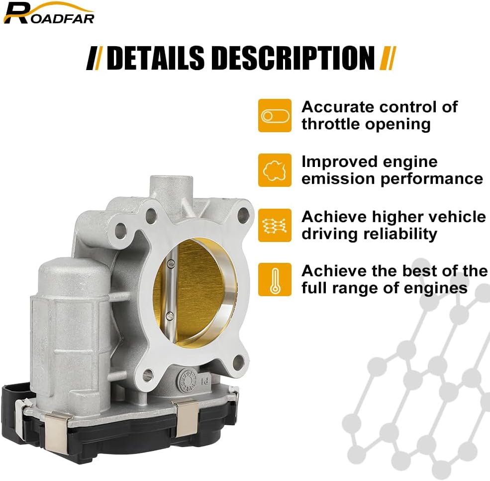 ROADFAR Electric Throttle Body Assembly Compatible for 2007-2011 for Saab for 9-3X Replaces V40-81-0020, 93189207, 55354710, 67-3030, Medium, 131077-5231-1613454841