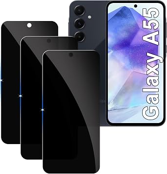 Lyphpe3 Pack Privacy Screen Protector for Samsung galaxy A55 9H Tempered Glass Anti-Spy Private Film Compatible for Samsung A55 Case Friendly
