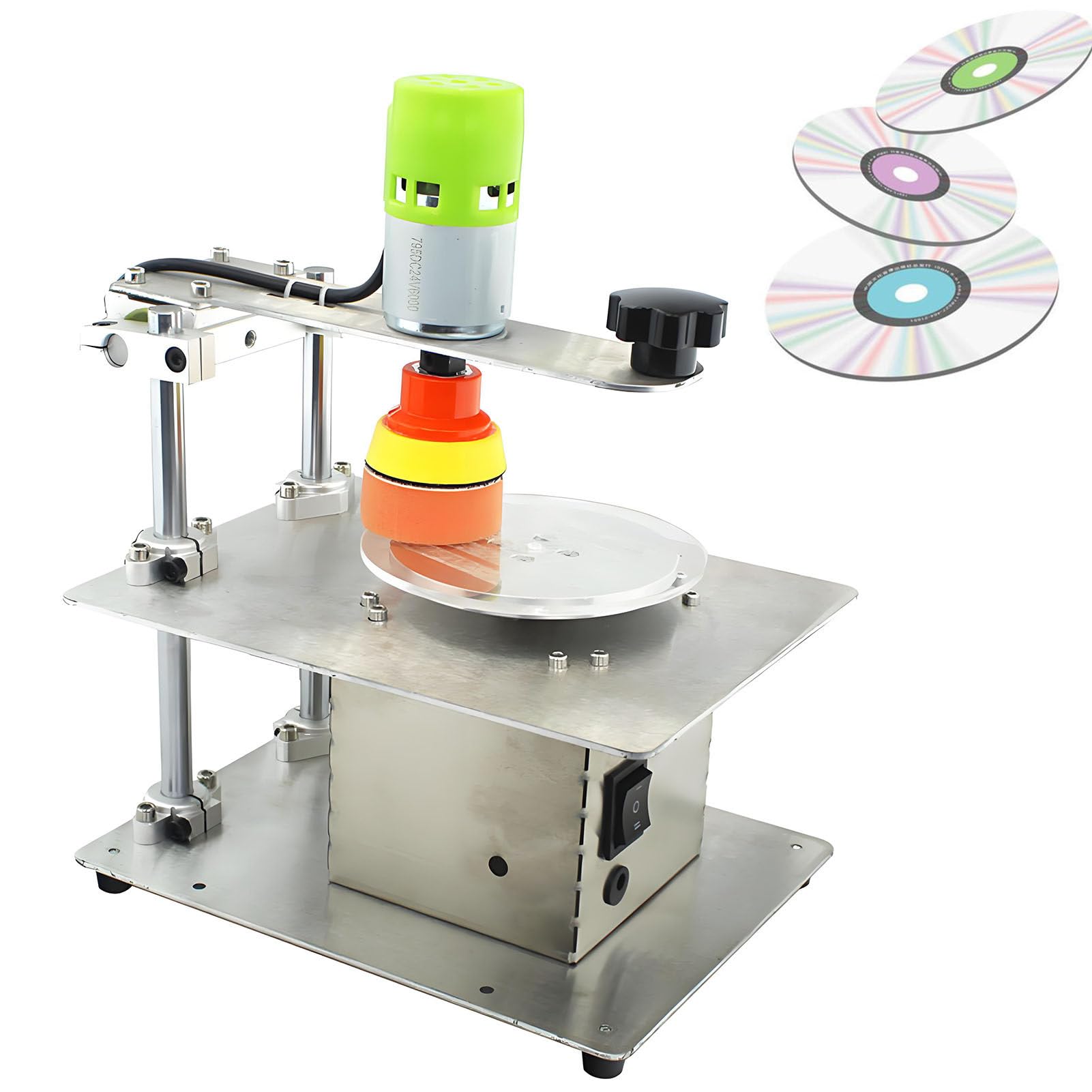 ExoticaBlend Cd/DVD Disc Polishing Machine, 200w Data Recovery DVD/Vcd Grinding Machine, Disc Scratch Repairing Machine, 7-Speed Adjustment, 6000r/Min for Cd/DVD Cleaning and Restoration