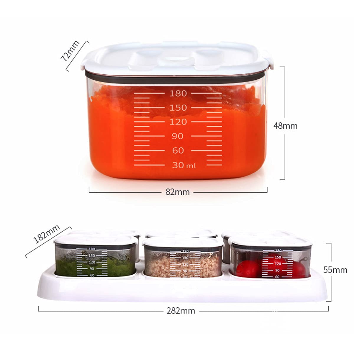 ANLEMIN Leakproof Baby Food Storage Jars - 6 PCS Transparent plastic Baby Food Storage Containers with Lids, Tritan Grade Freezer Storage, BPA Free Reusable Small Container : Baby
