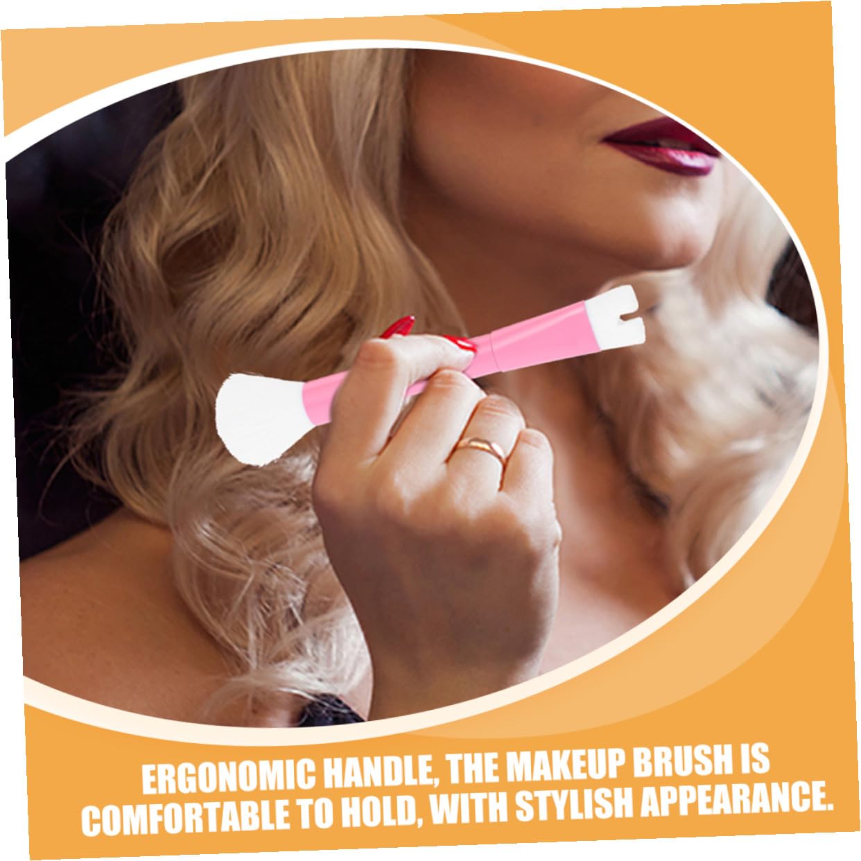 Outanaya 2pcs Double-ended U-form Nose Contour Brush and Loose Powder Makeup Brush for Women Pink Portable Highlighter and Foundation for Precise Face Contouring