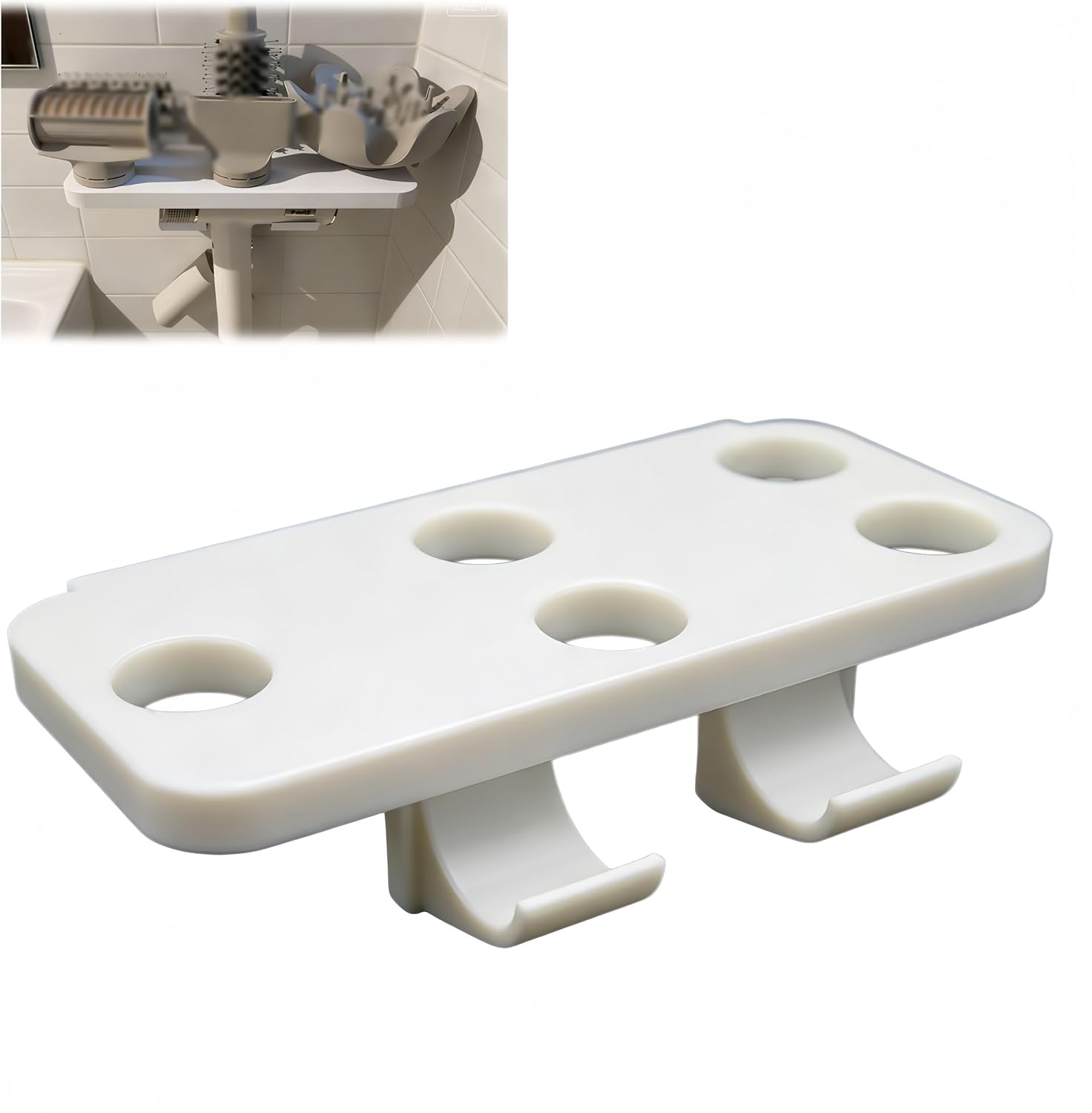 Wall Mount Dock and 5-Accessory Caddy Compatible with Shark SpeedStyle and Pro Series for Organized Vanity and Bathroom Wall Management