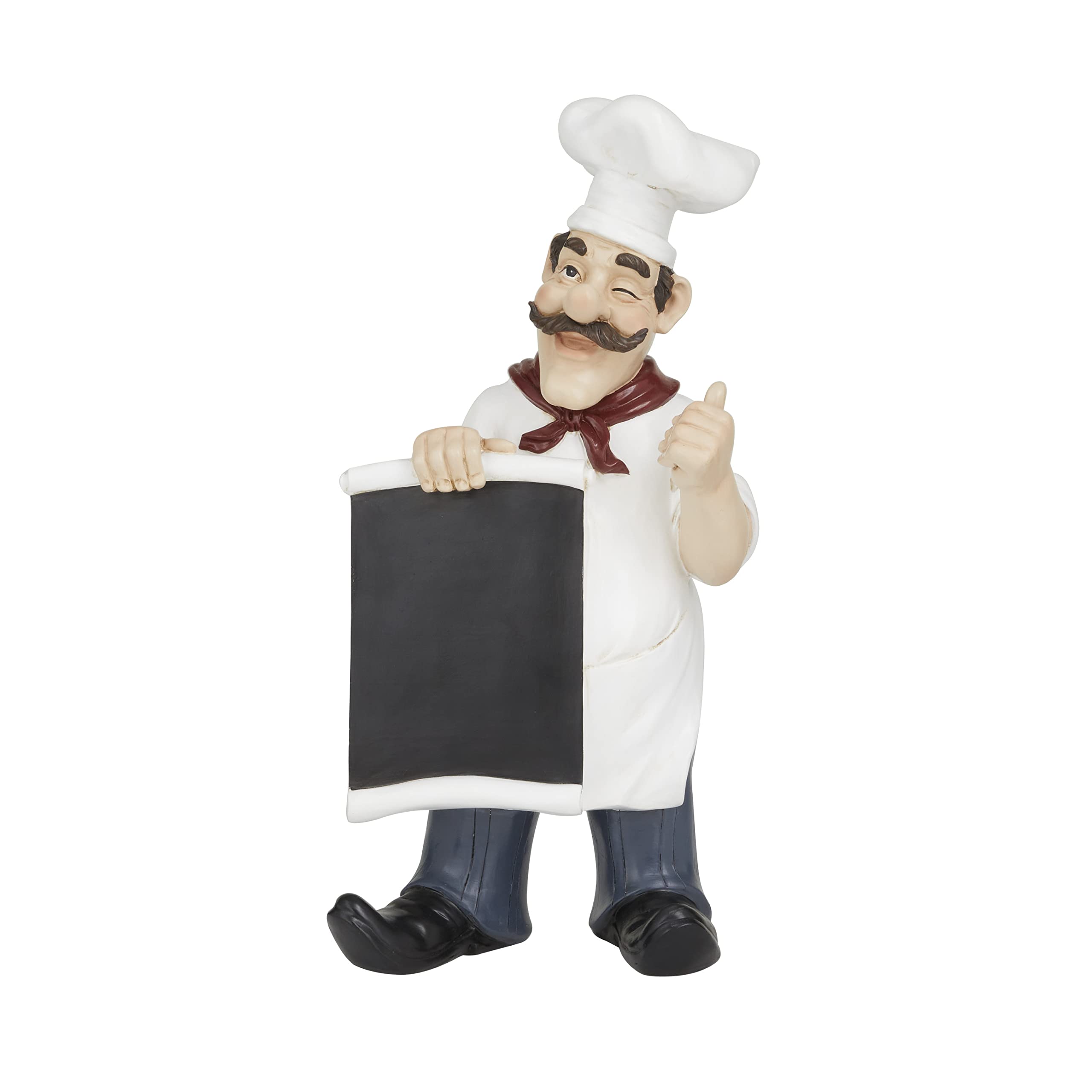 Deco 79 Polystone Chef Sculpture with Chalkboard, 7" x 5" x 15", White