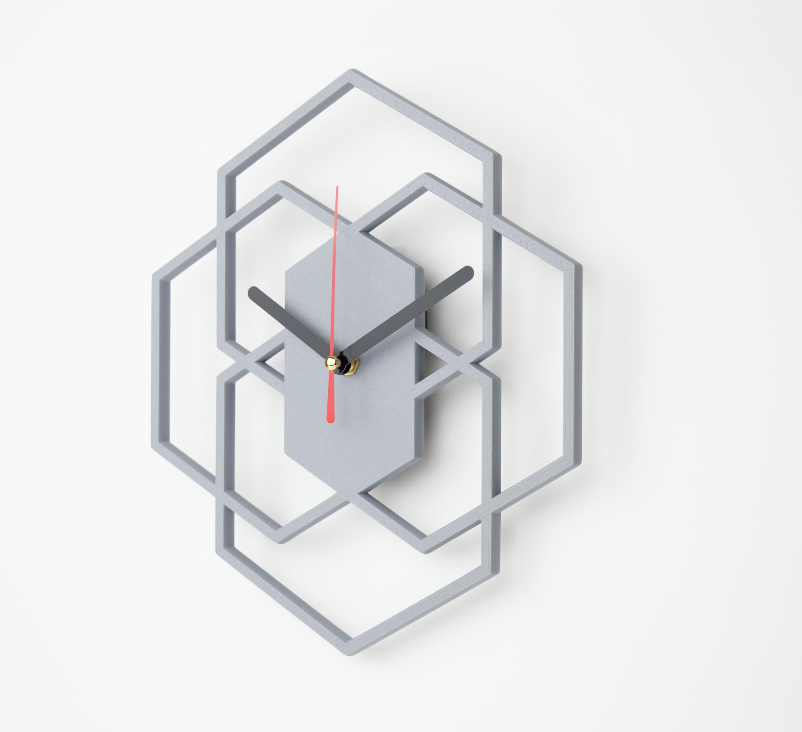 Horloge murale grise et silencieuse au design moderne fait main