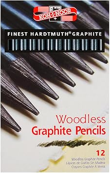 Koh-I-Noor Progresso Woodless Graphite Pencil Set، 6 Degrees، 2 أقلام الرصاص لكل درجة، 12 أقلام FA8911.12