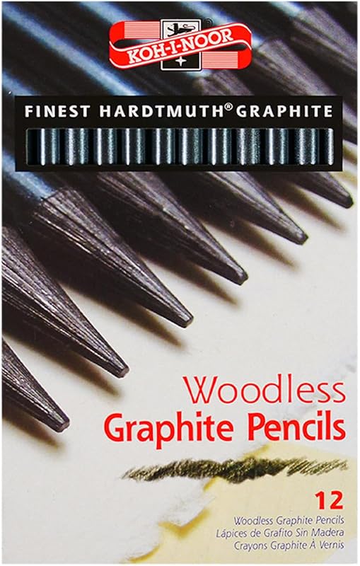 Koh-I-Noor Progresso boxed set of 12 lacquered woodless graphite pencils in six grades