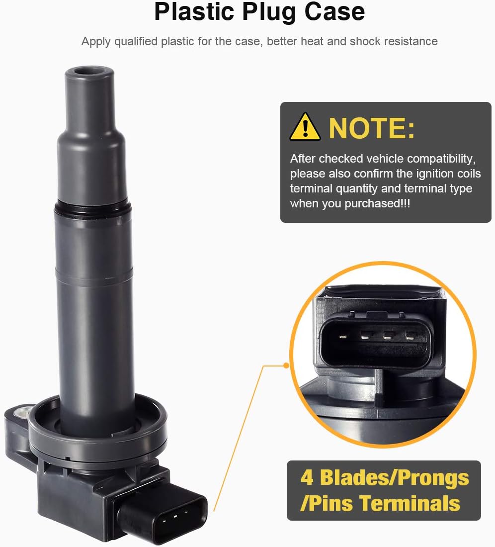 4Pcs Ignition Coil Pack Compatible with XA XB Yaris Echo Prius Camry C1304 UF316 5C1293