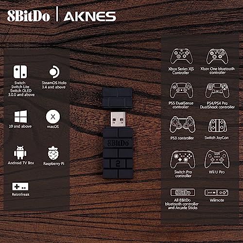 Aknes 8Bitdo Usb Wireless Controller Adapter 2 Converter Dongle For Switch/Switch Oled,Steam Deck,Windows,Raspberry Pi, Macos, Ps5/Ps4/Ps3 Controller,Xbox Series X/S,Xbox One Bluetooth Controller Otg Cable thumb #1