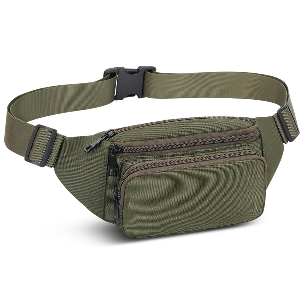 Bumbags Waist Fanny Pack Running Belt for Men Women Unisex Bum Bag Adjustable Belt for Outdoors Workout Hiking Gifts for Ladies Boys (Green)