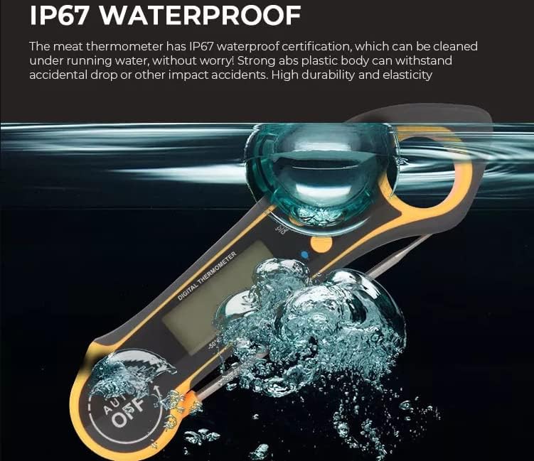 review Waterproof Digital Meat Thermometer Kitchen Instant Read Food Thermometer with Magnet, Calibration, Backlight for Cooking, BBQ Grill, Liquids