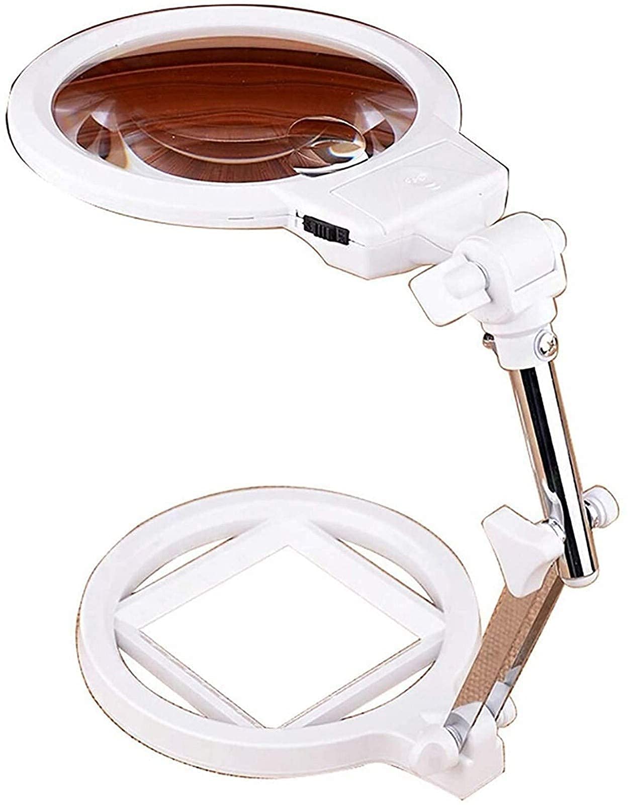 asdchZen Magnifying Glass,Magnifying Glasses For Hobbies,Reading Desktop 130Mm Desktop 2.5X Reading With Led Lights Desktop Hd