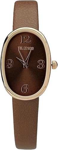 Miniatura 8 de TIME100 Reloj ovalado para mujer y pulsera acentuada con cristal de primera calidad, correa de cuero