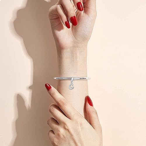 Miniatura 3 de KunBead - Abalorio con iniciales A-Z, letra del alfabeto, corazón de amor, colgante de cumpleaños, compatible con pulsera Pandora para mamá, hija