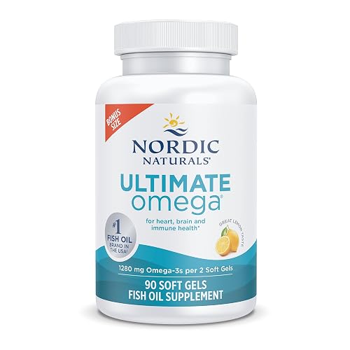 Nordic Naturals Ultimate Omega, Lemon Flavor - 90 Soft Gels - 1280 mg Omega-3 - High-Potency Omega-3 Fish Oil Supplement with EPA & DHA - Promotes Brain & Heart Health - Non-GMO - 45 Servings