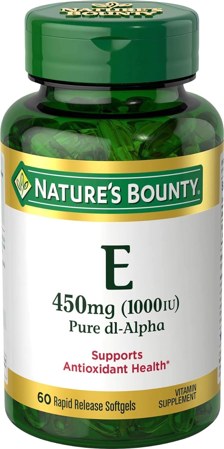 Nature's Bounty Vitamin E 1000 IU Softgels Pure DL-Alpha 60 Soft Gels (Pack of 4)
