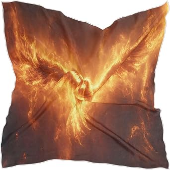 Fire Phoenix Silk Scarf Womens Fashion Square Satin Headscarf Neck Scarf Head Hair Wraps 23.6 Inches