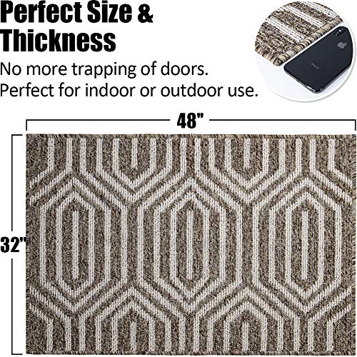 Indoor Doormat 32"X 48", Absorbent Front Back Door Mat Floor Mats, Rubber Backing Non Slip Door Mats Inside Mud Dirt Trapper Entrance Door Rug Carpet, Machine Washable Low Profile-Brown Time Cloister #TOP1