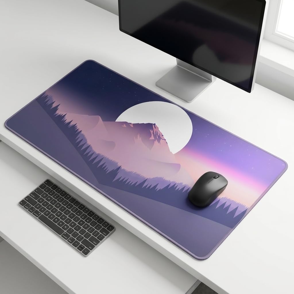 MASI Picks Minimalist Mountain Landscape Desk Mat (458 x 915 mm) – Premium Extended Mouse Pad with Stitched Edges & HD Print