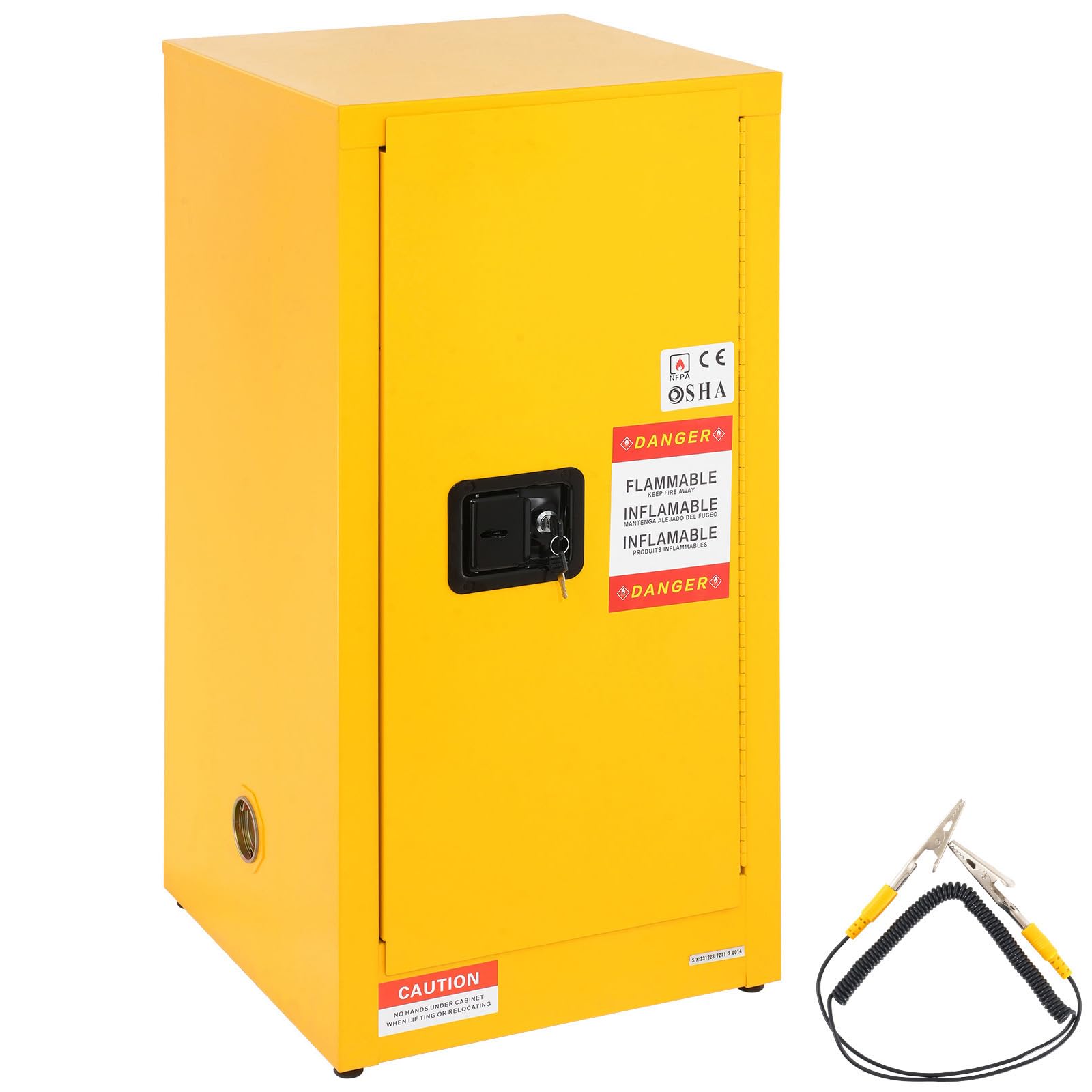 Happybuy Flammable Safety Cabinet, 16 Gal Yellow. Cold-Rolled Steel Flammable Liquid Storage Cabinet. 18.1 x 18.1 x 35.4 Explosion Proof with 1 Door 2 Adjustable Shelves for Commercial Industrial Use