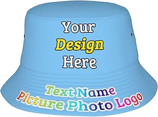Personalized Bucket Hat for Women Funny Bucket Hats Custom Hat for Men Add Your Text Picture Logo Name Sport Fishing Hat Beach Hat Customized Blue Hat Gift