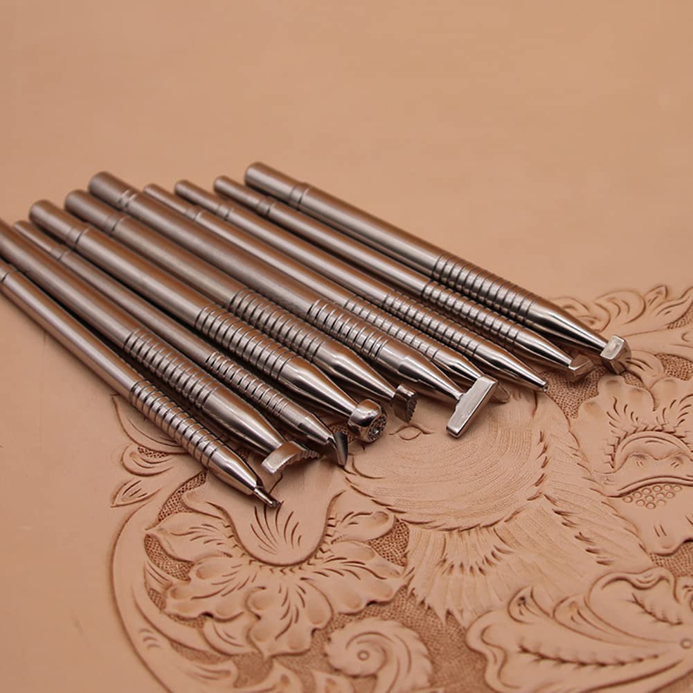Juego de herramientas de estampado de cuero de diferentes formas para hacer sillines de tallado, herramientas de perforación para manualidades de cuero