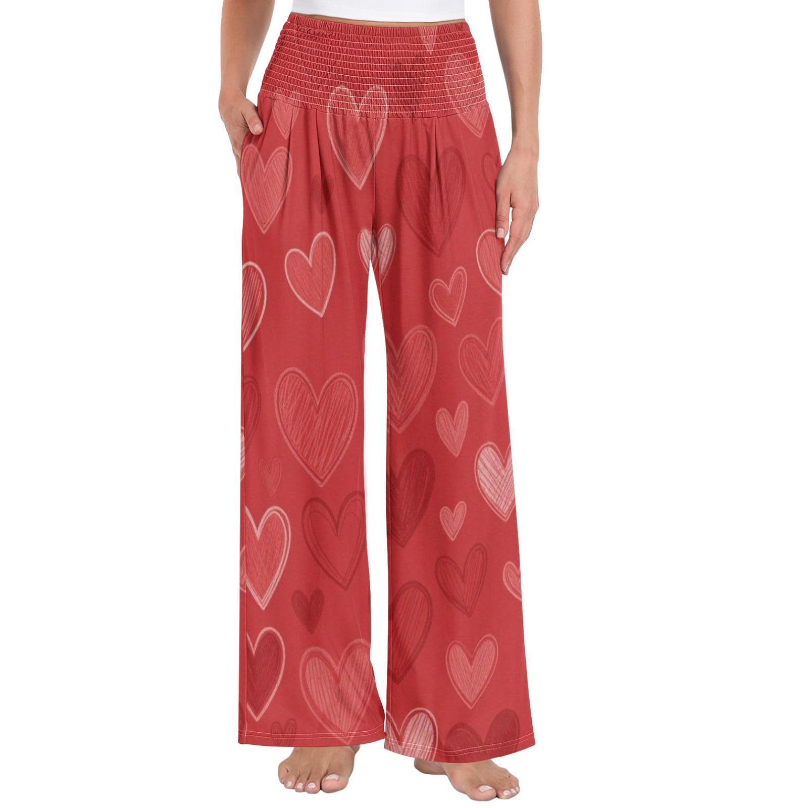 Soft Hearts - Pantalones largos casuales para mujer, ligeros, elásticos, ropa de descanso casual
