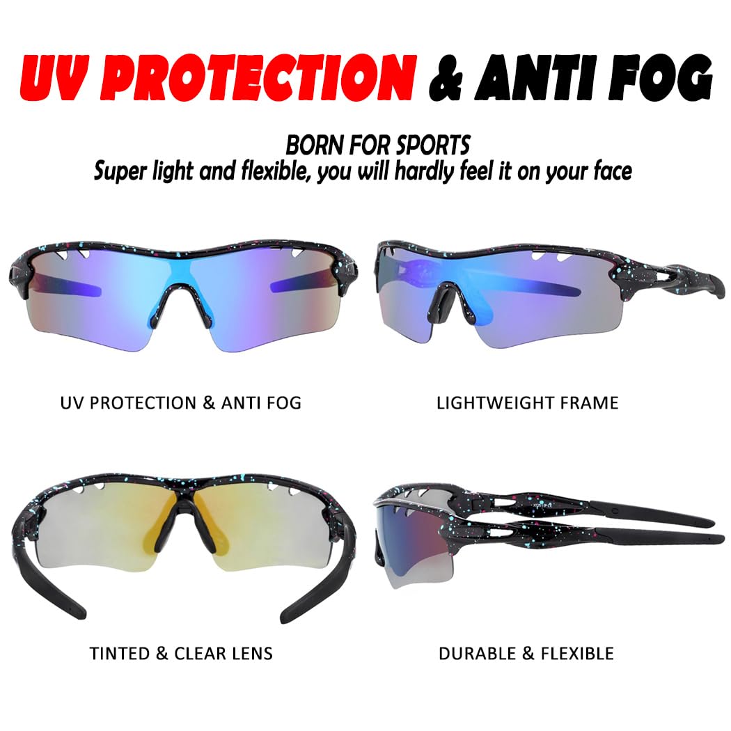 ITSCOOL Polarisierte Sport-Sonnenbrille mit 5 austauschbaren Gläsern für Männer und Frauen, Softball, Laufen, Radfahren, Baseballbrille