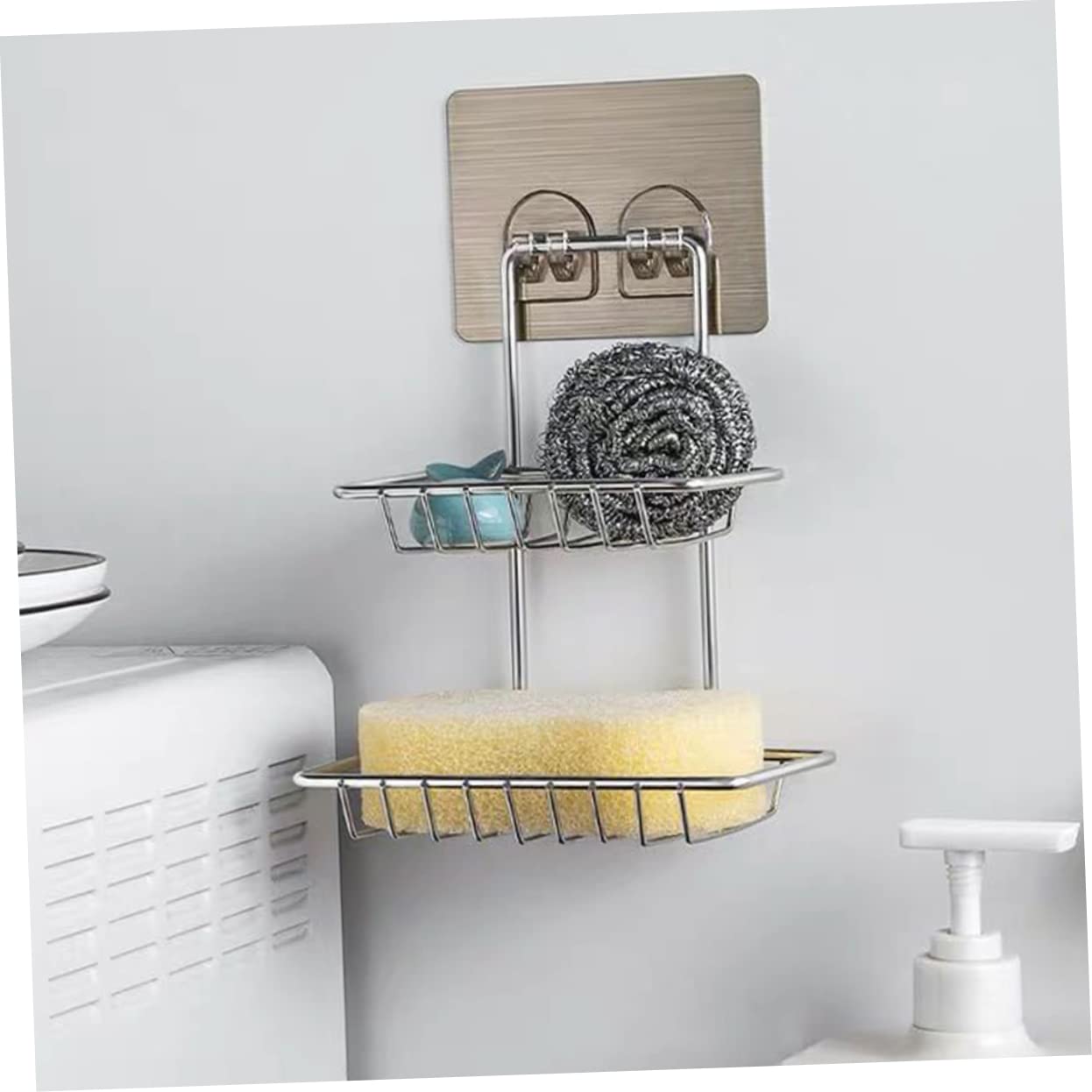 PRETYZOOM 3piezas Soporte para Jabón De Acero Inoxidable Jabonera Doble Capa para Baño Organizador De Jabón Sin Perforar Accesorio De Almacenamiento para y Lavabo