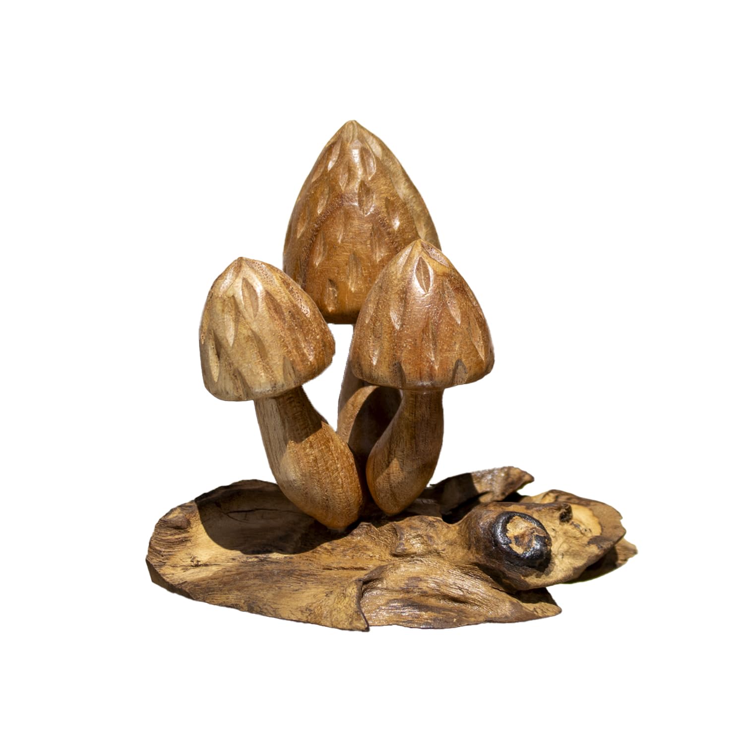 Darthome Brown Handcrafted Teak Root Mushroom Sculpture, 10X13x8 Cm, Mini Wood Toadstool Nature Ornament,