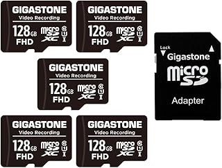 Gigastone 128GB 5-Pack Micro SD Card, 4K Video Pro, GoPro, Surveillance, Security Camera, Action Camera, Drone, 85MB/s MicoSDXC Memory Card UHS-I Class 10, with Adapter