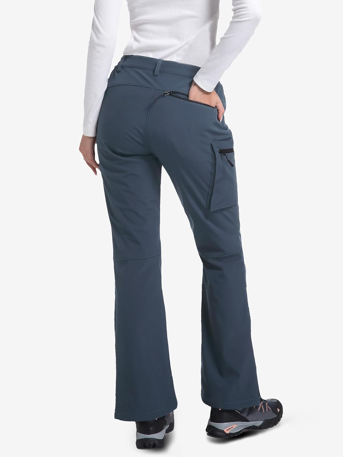 Women's Snow Ski Pants Waterproof Windproof Fleece Lined Softshell Insulated Winter Snowboarding Hiking Outdoor Flare Pants - Image 2