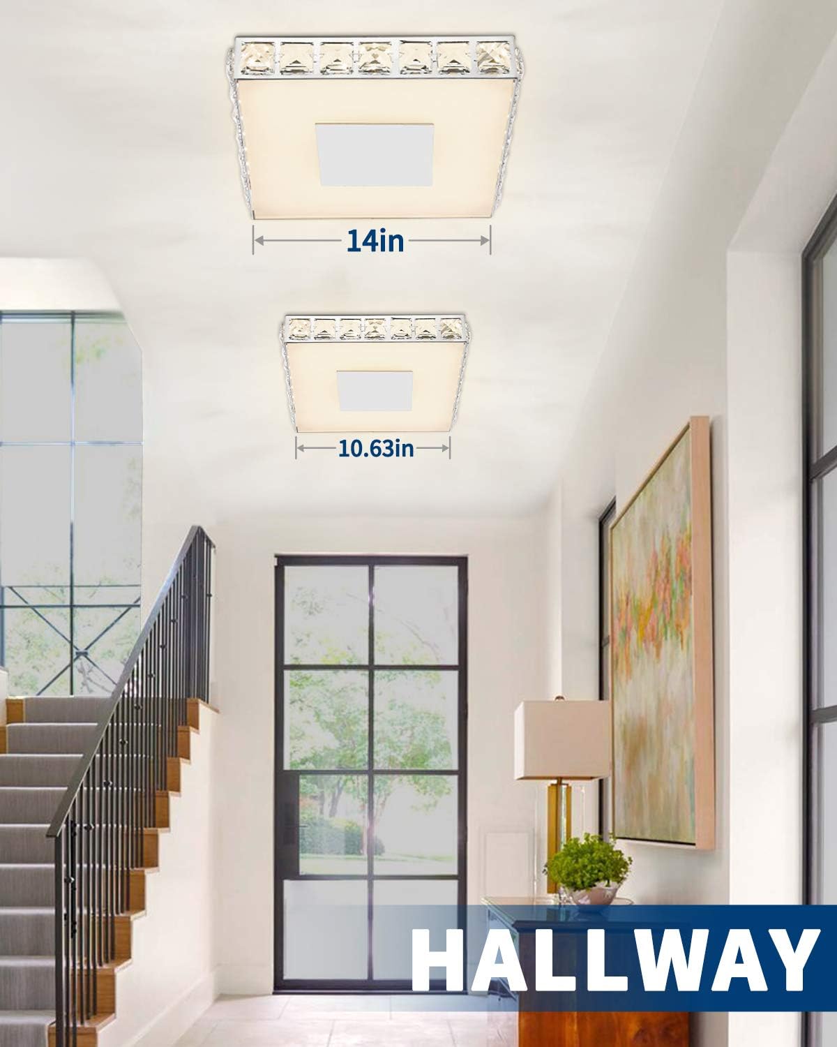 Crеаtіvе Prоduсt Galtlap Modern Led Chandelier Flush Mount Crystal Lighting 14'' 18W Round Ceiling Crystal Lamp for Bedrooms Dinning Rooms Hallway (Warm)