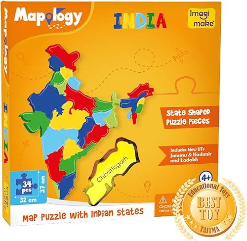 Miniatura 2 de Imagimake Mapology India Map Puzzles - Geografía para niños - Juguetes educativos y de aprendizaje - Rompecabezas para niños de 4 a 8 años - Regalo