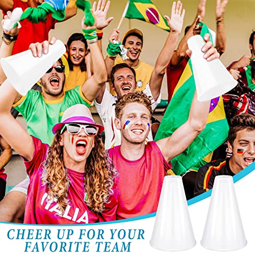 Woanger 12 Pieces Cheer Megaphone for Party Favors Sports Cheers Party Noisemaker DIY Plastic Megaphone for Sports Match Mardi Gras Outdoor Activities(White) - image 4