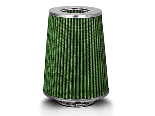 Green 4" 102 Mm Inlet Truck Cold Air Intake Cone Replacement Performance Washable Clamp-On Dry Air Filter (8" Tall) #TOP9