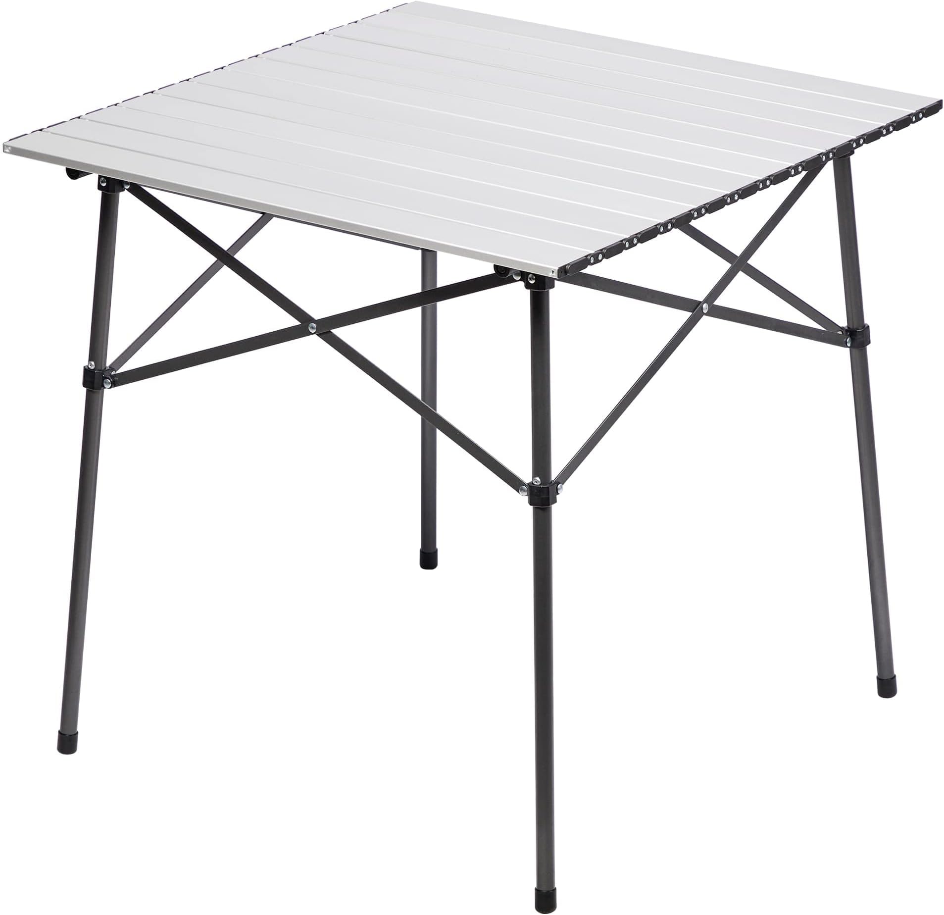 PORTAL Lightweight Aluminum Folding Square Table Roll Up Top 4 People Compact Table with Carry Bag For Camping, Picnic, Backyards, BBQ (White)