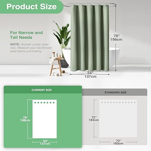 Vista 95 de Dynamene Cortina de ducha larga de tela negra – Cortinas de ducha de tela alta y resistente con textura de gofre, juego de cortina de baño de lujo