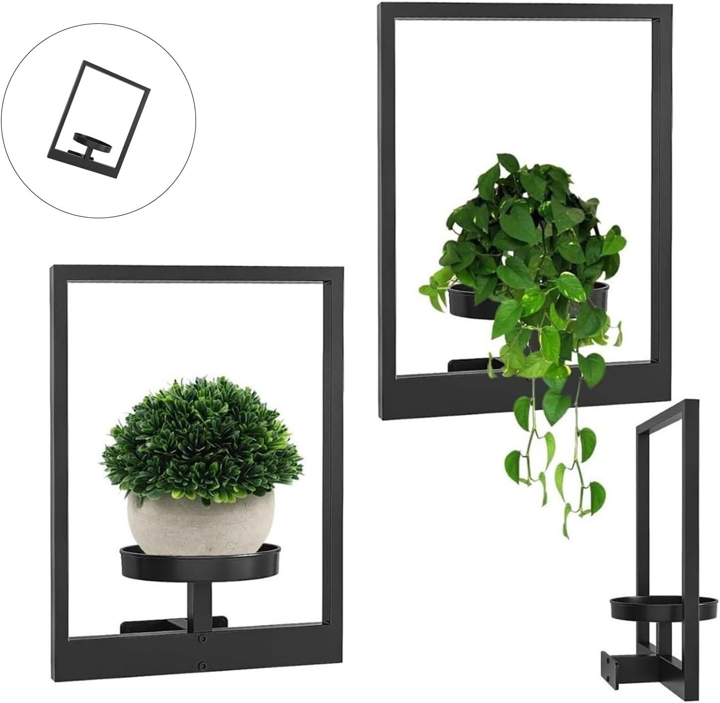 3. Vertical Garden Wall Shelf Metal Planter Set, Indoor Outdoor Decorative Storage for Small Spaces 3pc Metal Plant Wall Shelf
