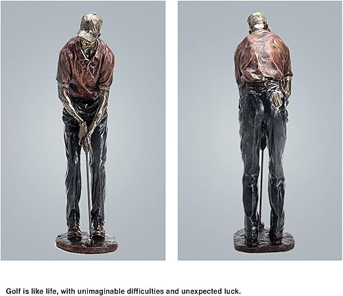 Vista 4 de Escultura de estatuas de golf, figuras creativas de golfista, decoración del hogar, figura de arte de jugador, decoración de escritorio, Hui