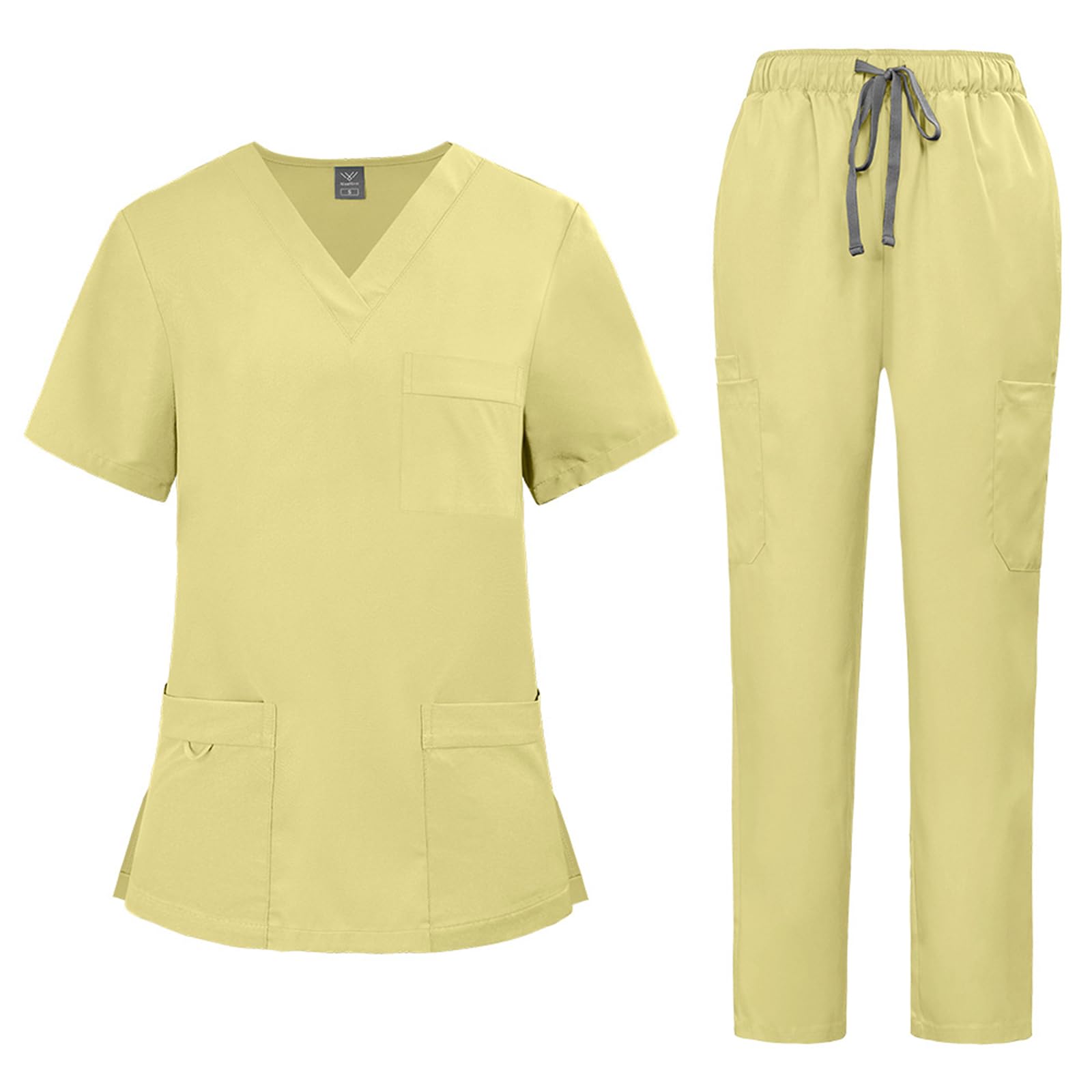 Damen Kasack Und Hose Set Pflegeuniform Mit V Ausschnitt Kurzarm Oberteil