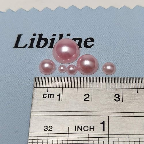 Miniatura 3 de Libiline 1 caja de 1170 piezas de mezcla de tamaños redondos 345680.394in de espalda plana cuentas de media perla para adornos de boda (rosa)