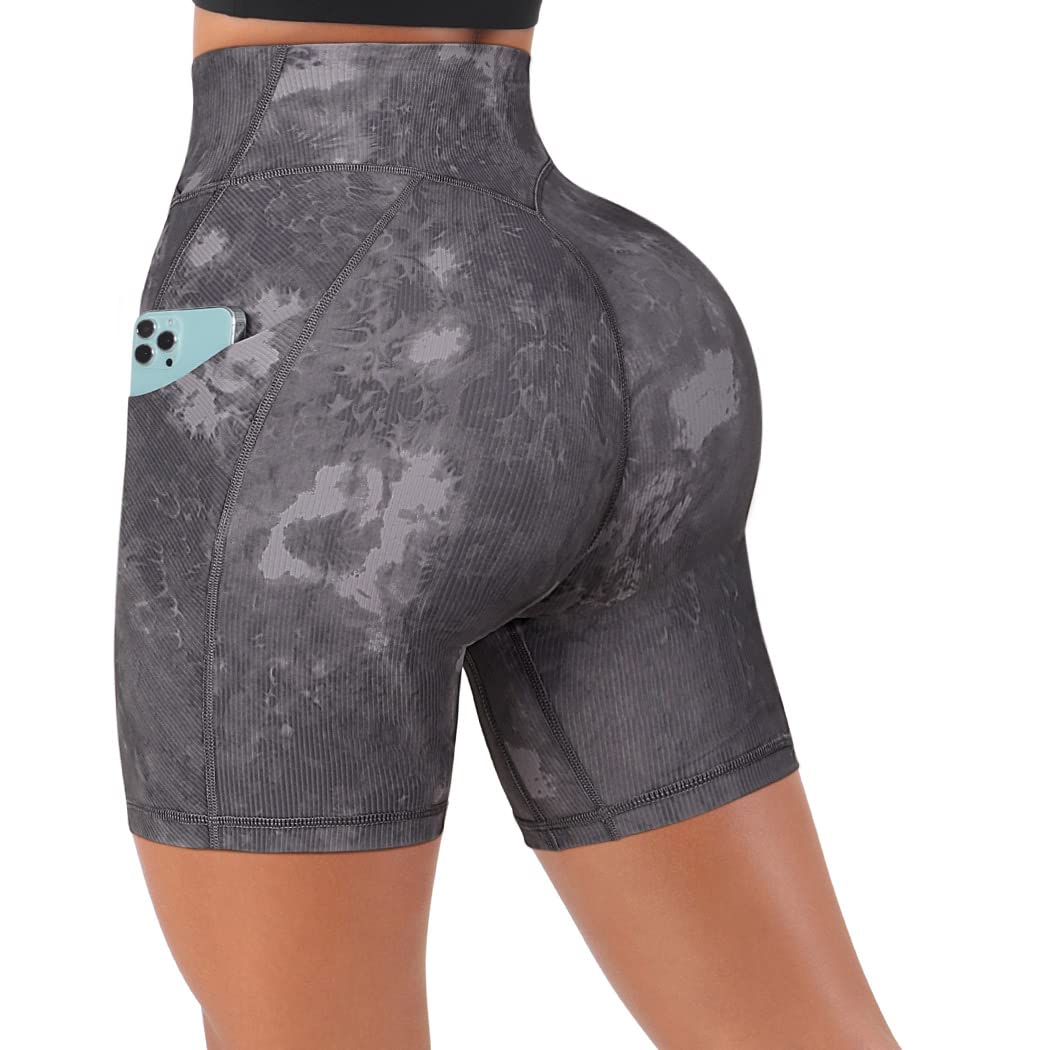 SUUKSESS Women Cross Workout Shorts with Pockets 5" High Waist Booty Biker Short